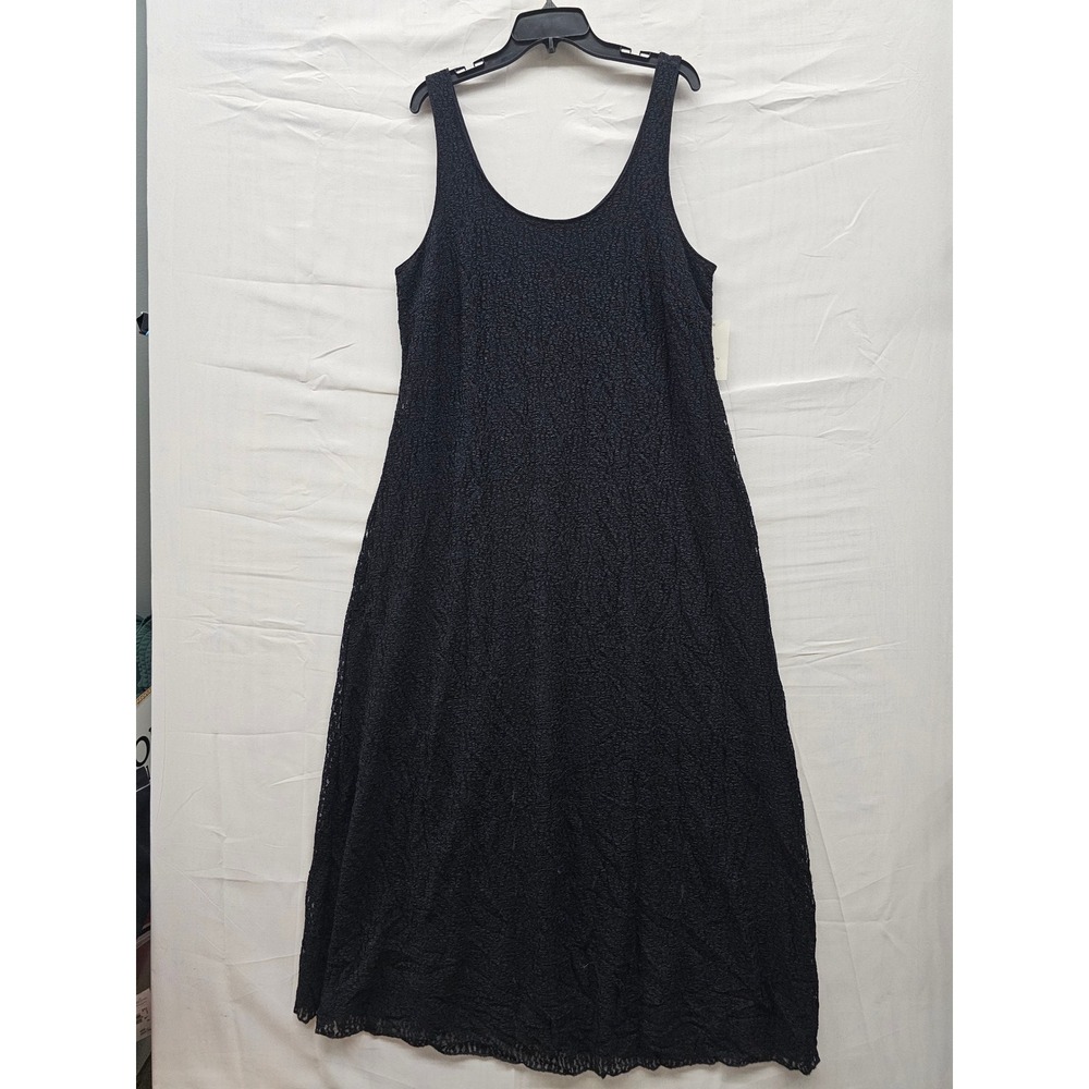 A New Day Womens 1X Black Floral Lace Sleeveless Maxi Dress Scoop Neck Lined New